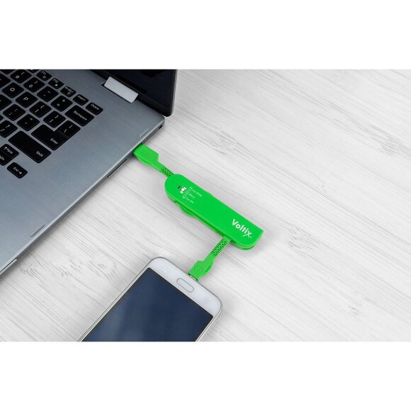 All-in-1 Swiss Army USB Phone Charging Cable For iPhone iPad Samsung Green - Picture 2 of 3